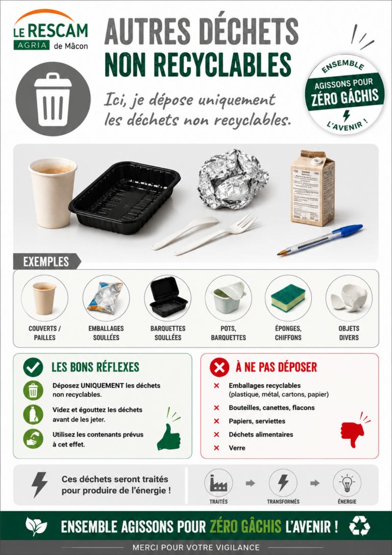 Consignes de tri des autres dechets non recyclables a l Agria de Macon