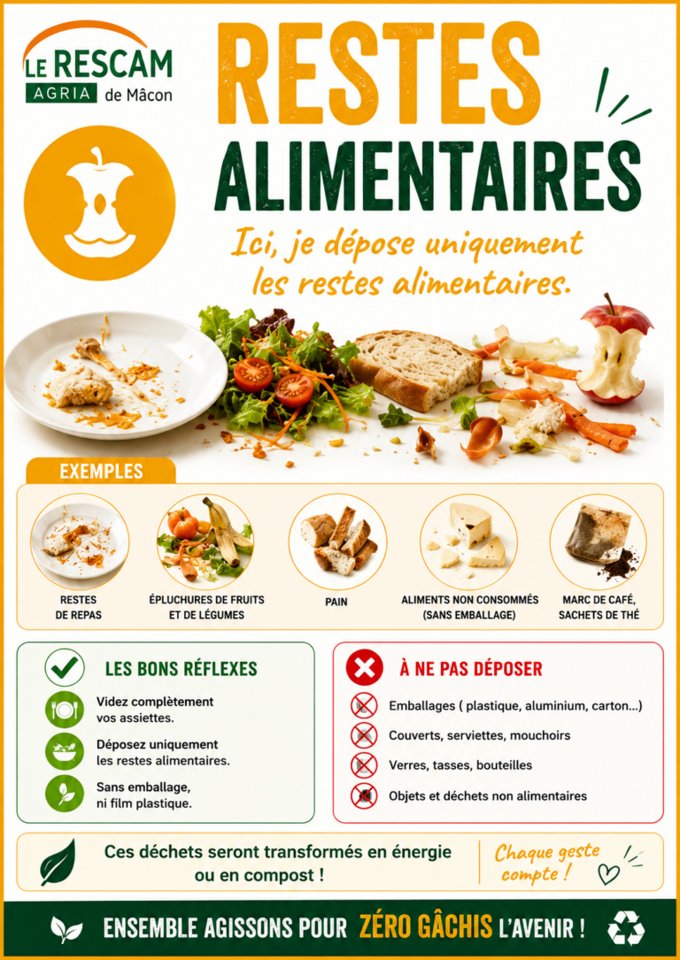 Consignes de tri des restes alimentaires a l Agria de Macon